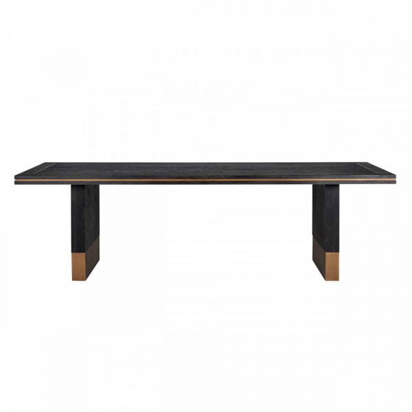 Masa dreptunghiulara cu blat din lemn de stejar Hunter 78 x 220 x 100 cm neagra/maro