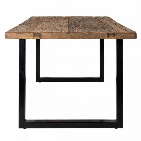 Masa dreptunghiulara cu blat din lemn de tec reciclat Raffles 78 x 200 x 100 cm maro/negru