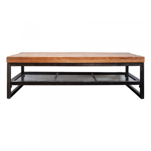 Masuta de cafea dreptunghiulara din lemn de mango Industrial 140x60x40 cm maro/negru