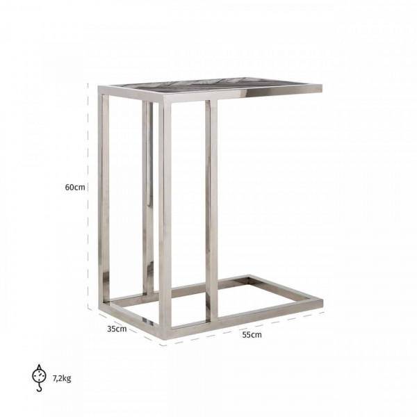 Masuta de cafea dreptunghiulara din stejar si otel Blackbone 60x55x35 cm argintiu/negru