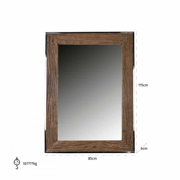 Oglinda dreptunghiulara cu rama din lemn maro Kensington, 115 x 85 x 6 cm