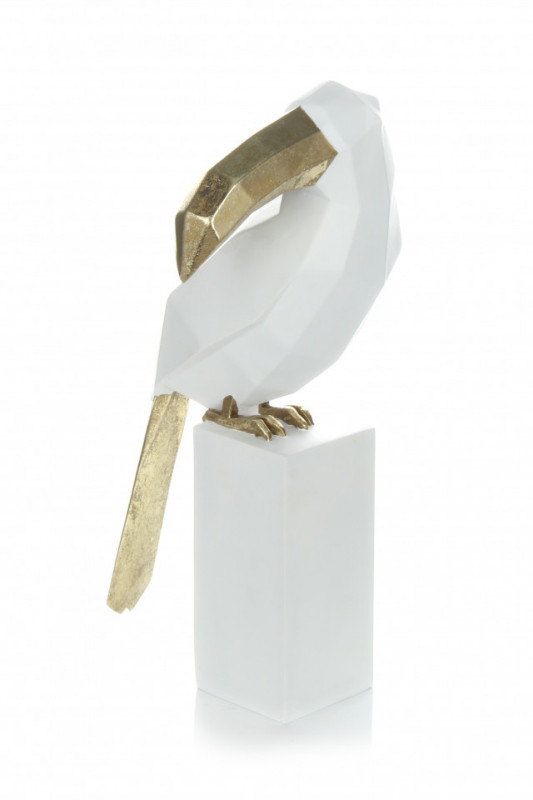 Decoratiune Toucan, alb/auriu