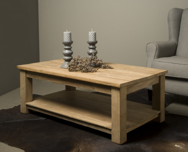 Masuta de cafea dreptunghiulara din lemn cu spatiu de depozitare Shelf 135x75x45 cm maro