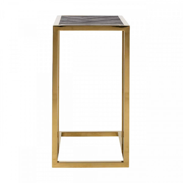 Masuta de cafea dreptunghiulara din stejar si otel Blackbone 60x55x35 cm auriu/negru