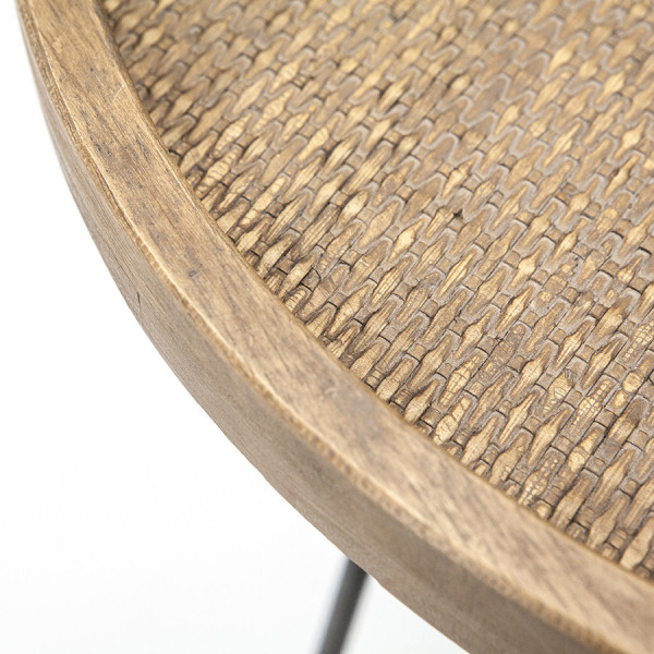 Masuta de cafea rotunda cu blat din lemn si picioare metalice Drax 80x80x40 cm maro deschis