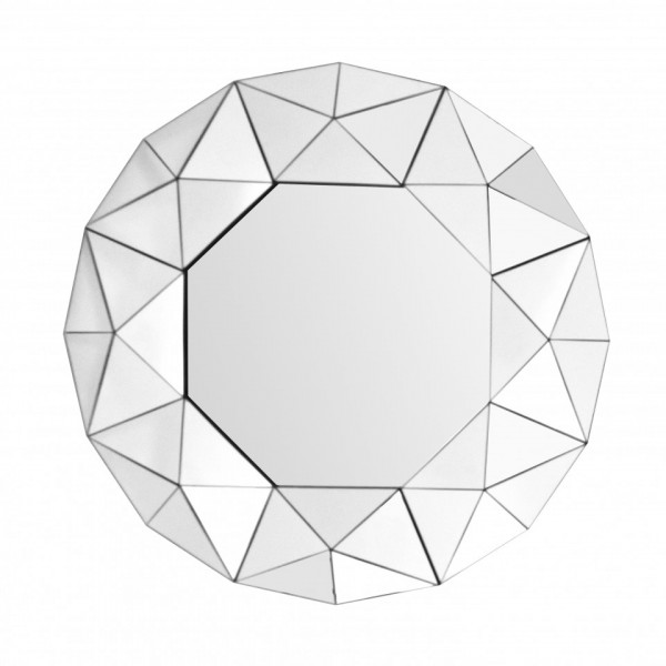 Oglinda rotunda cu rama din MDF argintie Vulcanus, 4,4cm (L / D) x 70cm (l) x 70cm (H)