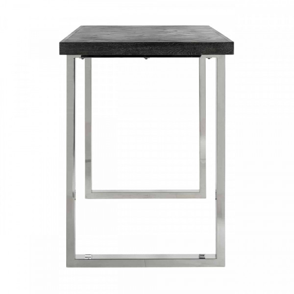 Masa de bar dreptunghiulara din lemn de stejar Blackbone 105x160x80 cm gri/argintiu