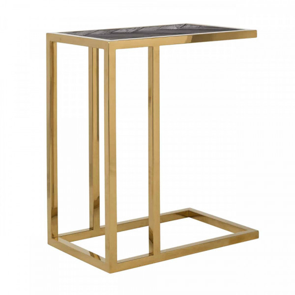 Masuta de cafea dreptunghiulara din stejar si otel Blackbone 60x55x35 cm auriu/negru