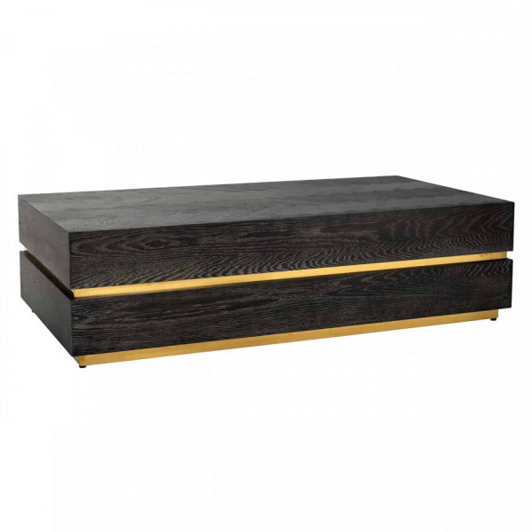 Masuta de cafea dreptunghiulara din stejar si otel Blackbone 150x80x41 cm negru/auriu