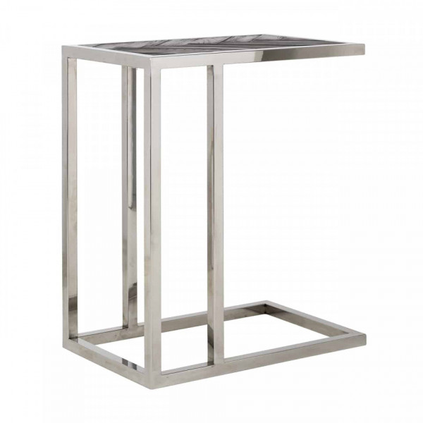 Masuta de cafea dreptunghiulara din stejar si otel Blackbone 60x55x35 cm argintiu/negru