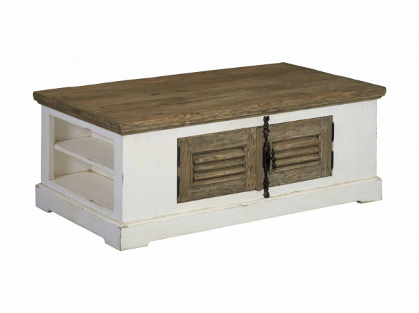 Masuta de cafea dreptunghiulara din lemn cu spatiu de depozitare 135x75x50 cm alb/maro
