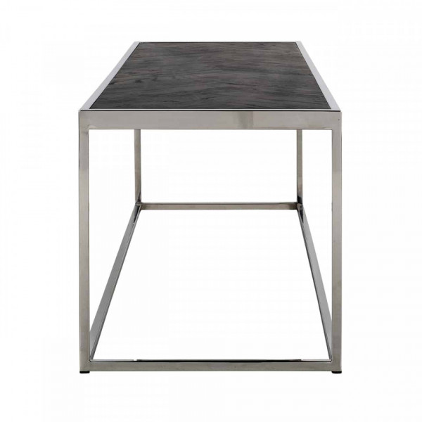 Masuta de cafea dreptunghiulara din otel si stejar Blackbone 160x40x40 negru/argintiu