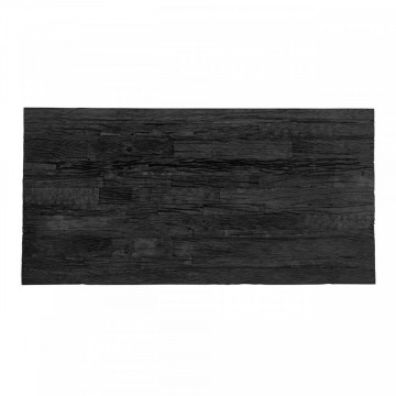 Masa dreptunghiulara cu blat din lemn de tec reciclat 76 x 200 x 100 cm neagra/auriu