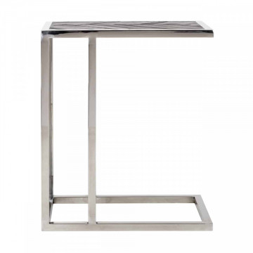 Masuta de cafea dreptunghiulara din stejar si otel Blackbone 60x55x35 cm argintiu/negru