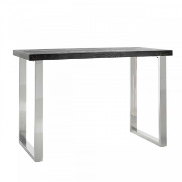 Masa de bar dreptunghiulara din lemn de stejar Blackbone 105x160x80 cm gri/argintiu