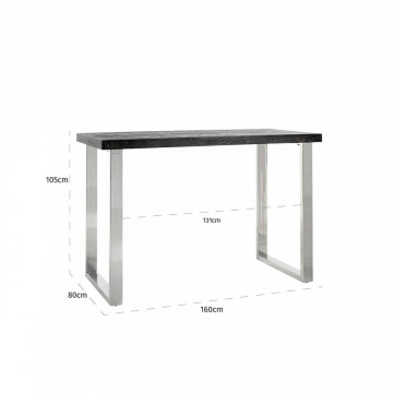 Masa de bar dreptunghiulara din lemn de stejar Blackbone 105x160x80 cm gri/argintiu