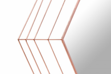 Oglinda hexagonala cu rama din metal cupru Romeo, 1.5cm (L / D) x 69cm (W) x 79.5cm (H)