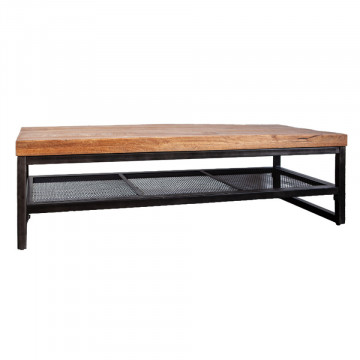 Masuta de cafea dreptunghiulara din lemn de mango Industrial 140x60x40 cm maro/negru