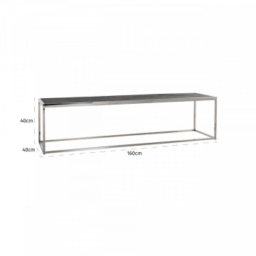 Masuta de cafea dreptunghiulara din otel si stejar Blackbone 160x40x40 negru/argintiu