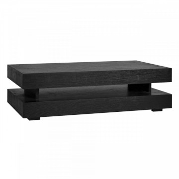 Masuta de cafea dreptunghiulara din stejar cu spatiu de depozitare Oakura 43x150x80 cm neagra