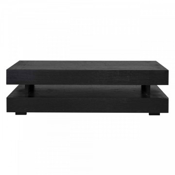Masuta de cafea dreptunghiulara din stejar cu spatiu de depozitare Oakura 43x150x80 cm neagra