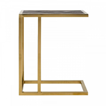 Masuta de cafea dreptunghiulara din stejar si otel Blackbone 60x55x35 cm auriu/negru