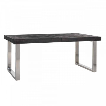 Masa dreptunghiulara extensibila cu blat din lemn de stejar Blackbone 76 x 195(265) x 100 cm