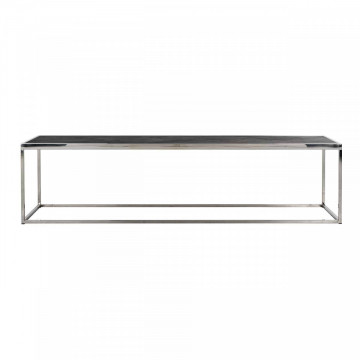 Masuta de cafea dreptunghiulara din otel si stejar Blackbone 160x40x40 negru/argintiu