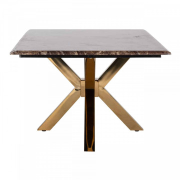 Masuta de cafea dreptunghiulara din marmura Conrad 46x130x70 cm maro/auriu