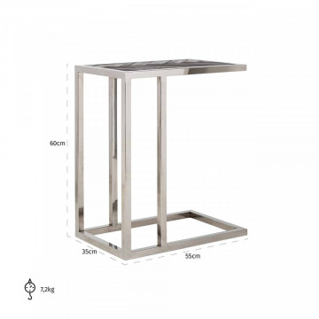 Masuta de cafea dreptunghiulara din stejar si otel Blackbone 60x55x35 cm argintiu/negru