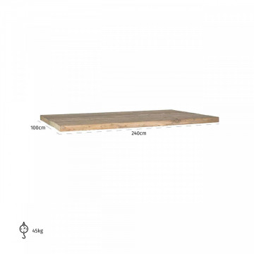 Blat de masa dreptunghiular din lemn de stejar Normandy 5x240x100 cm