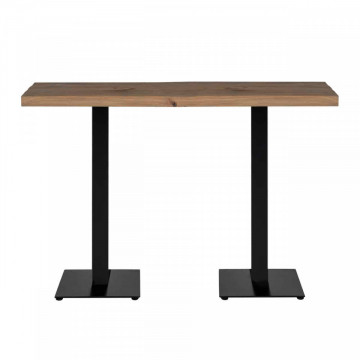 Masa de bar dreptunghiulara din lemn de stejar Gastronomy 110x120x80 cm maro inchis