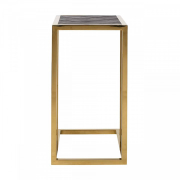 Masuta de cafea dreptunghiulara din stejar si otel Blackbone 60x55x35 cm auriu/negru