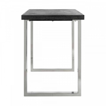 Masa de bar dreptunghiulara din lemn de stejar Blackbone 105x160x80 cm gri/argintiu