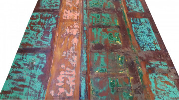 Masa dreptunghiulara cu blat din lemn de tec reciclat Bali 165x80x76 cm multicolora