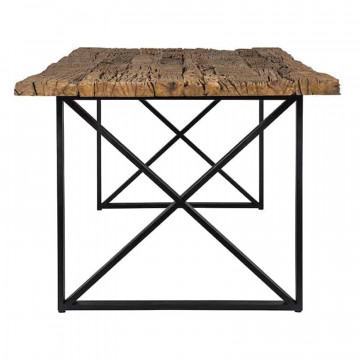 Masa dreptunghiulara cu blat din lemn de tec reciclat Industrial Kensington 75x240x100 cm
