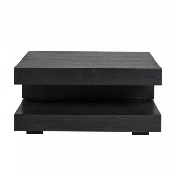 Masuta de cafea patrata din stejar cu spatiu de depozitare Oakura 42x90x90 cm neagra
