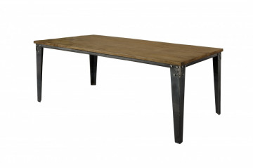Masa dreptunghiulara cu blat din lemn de mango 180x100x78 cm maro inchis/negru