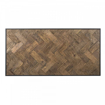 Masuta de cafea dreptunghiulara din stejar si metal Herringbone 140x70x40 cm negru/maro