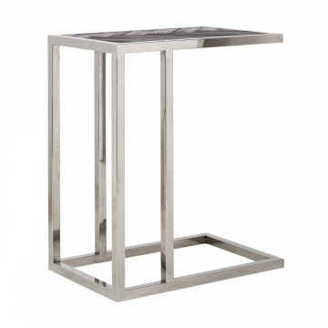 Masuta de cafea dreptunghiulara din stejar si otel Blackbone 60x55x35 cm argintiu/negru