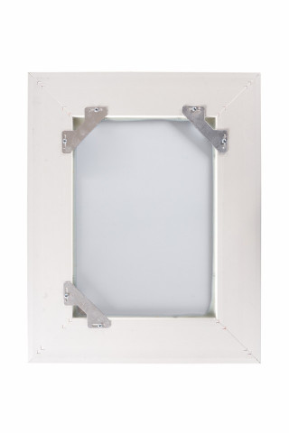 Oglinda dreptunghiulara cu rama din polistiren alba/argintie Harper, 44,8cm (L) x 35,8cm (L) x 1,8cm (H)