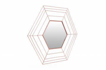 Oglinda hexagonala cu rama din metal cupru Romeo, 1.5cm (L / D) x 69cm (W) x 79.5cm (H)