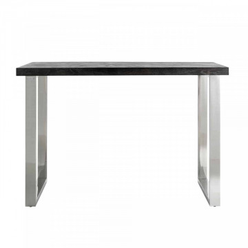 Masa de bar dreptunghiulara din lemn de stejar Blackbone 105x160x80 cm gri/argintiu