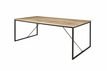Masa dreptunghiulara cu blat din lemn de stejar 200x100x78 cm maro deschis