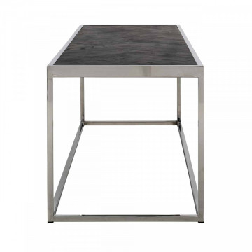 Masuta de cafea dreptunghiulara din otel si stejar Blackbone 160x40x40 negru/argintiu