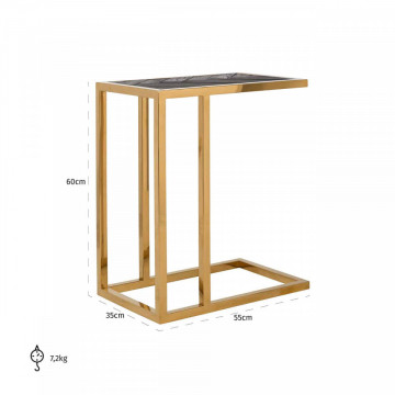 Masuta de cafea dreptunghiulara din stejar si otel Blackbone 60x55x35 cm auriu/negru