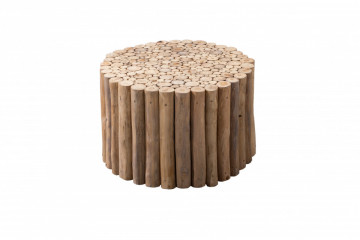 Masuta de cafea rotunda din lemn de tec Romanteaka 60x60x40 cm maro