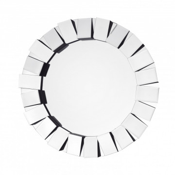 Oglinda rotunda cu rama din sticla argintie Fortuna, 4cm (L / D) x 80cm (l) x 80cm (H)
