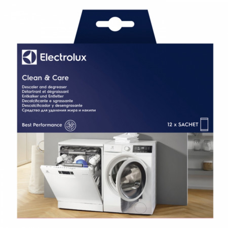 Solutie anticalcar & degresant Electrolux Clean and Care pentru masini de spalat rufe si vase 12 buc