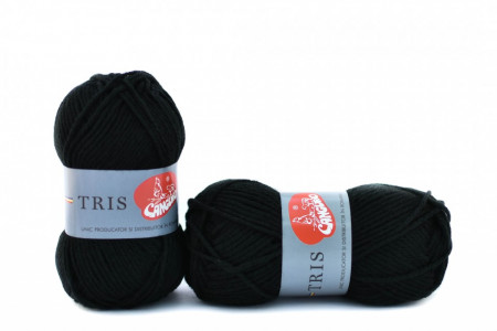 Poze Fir de tricotat sau crosetat - Fire tip mohair din acril CANGURO - TRIS NEGRU 340